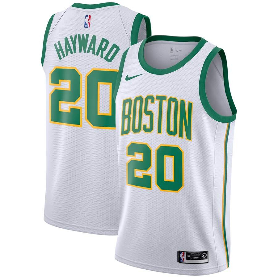 Men's Boston Celtics Gordon Hayward #20 City Edition Nike White Swingman Jersey 2401XHUR